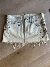 Women  s Vintage Y2K Abercrombie And Fitch Destroyed Bling Micro Mini Skirt XS 2