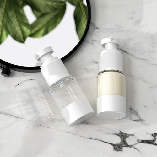 0.5Oz 15ml Clear Airless Cosmetic Cream Pump Bottle Travel Size Dispenser Ref... - Picture 4 of 7