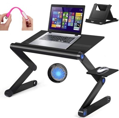 Adjustable Laptop Stand With Cooling Fan and Mouse Pad, Upgraded Table Sturdy 