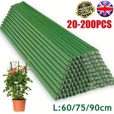 60/75/90cm Green Garden Plant Stakes Metal Plastic Coated Climbing Support Cane