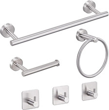 6 Piece Bathroom Hardware Accessories Set with 16" Towel Bar - Brushed Nickel