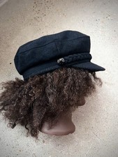 Black Wool Greek Fisherman s Cap Braided Trim Size: 56 Made in T rkiye