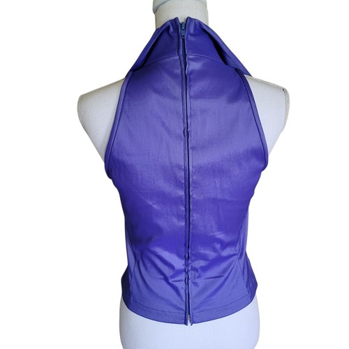 Tadashi Purple Wide Collar Halter Top Women's 10 Zip Back Sleeveless Stretchy - Picture 2 of 9