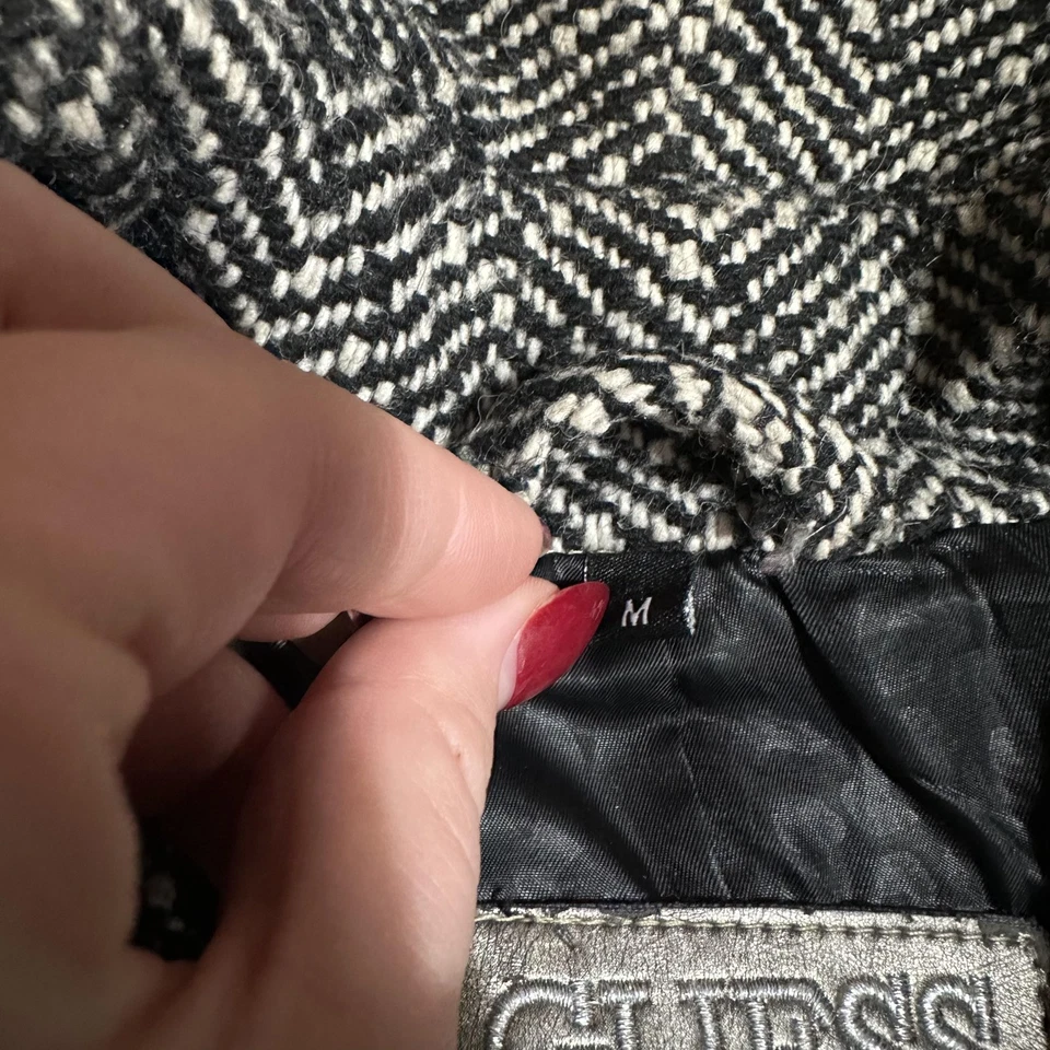 Abrigo Guess Mujer Mediano Negro Blanco Espiga Chaquetón Chaqueta Invierno Foto 4 de 4