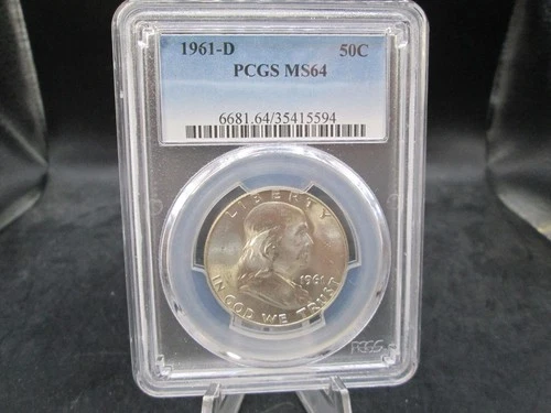 1961 D US Franklin Silver Half Dollar Coin PCGS MS64