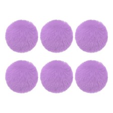 6Pcs Fluffy Soft Faux Fur Pom Poms for Hats with Elastic Loop, Light Purple