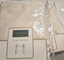 Vtg Croscill Washed Silk Ivory Scarf 2 Valances Hard To Find Window Treatment