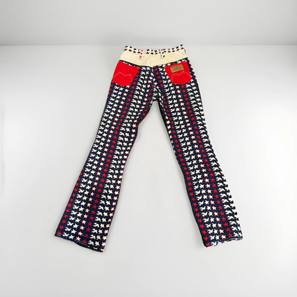 Pantalones de mezclilla Maverick Bell vintage años 70 hechos en EE. UU. talla 7/8 rojo blanco azul