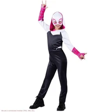 Kids' Marvel Ghost-Spider Gwen Halloween Costume Jumpsuit with Mask: SIZE S