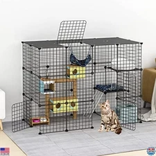 Spacious 2x3x4 Large Cat Cage Playpen - Detachable Metal Wire Indoor Kennel