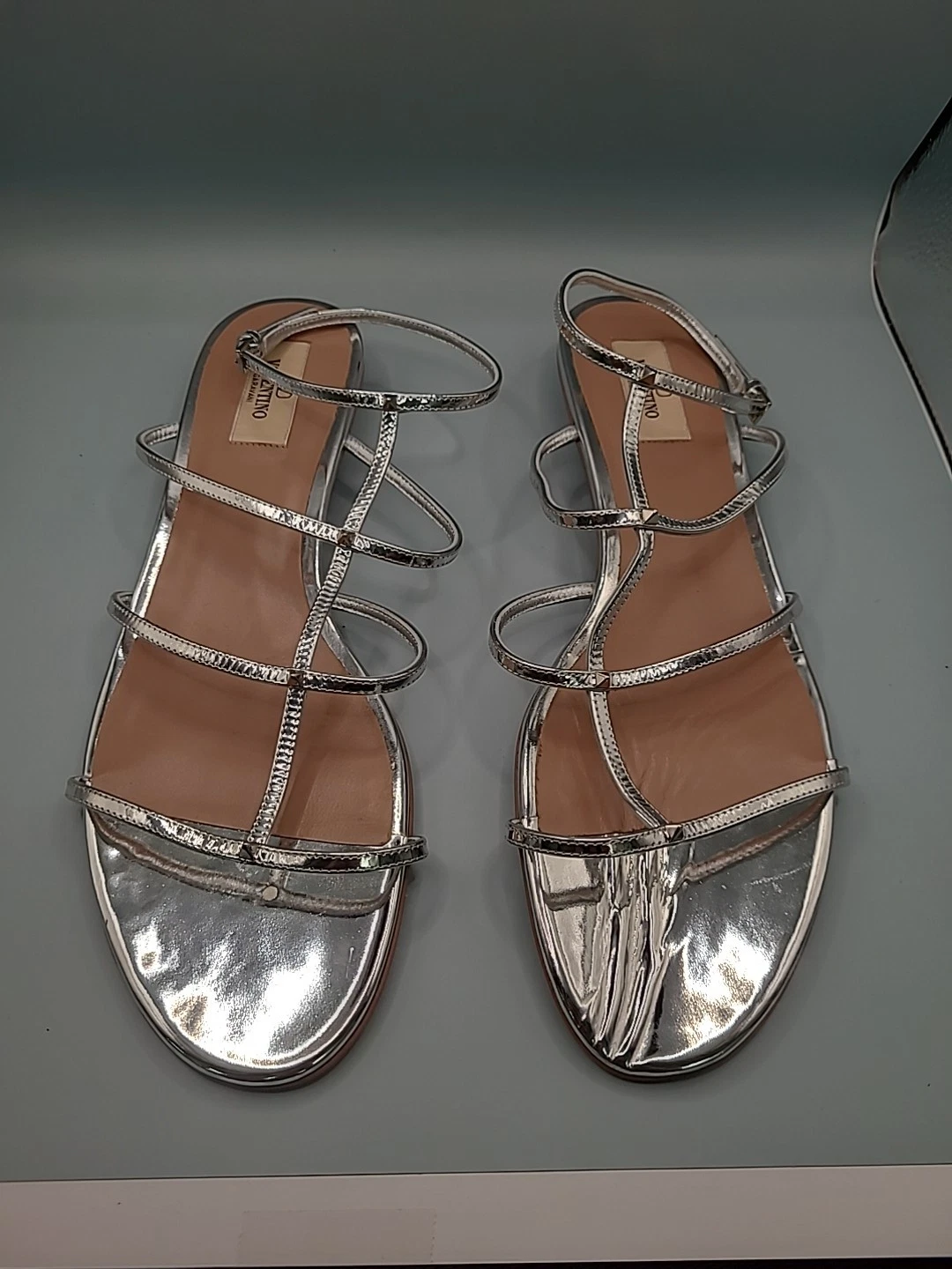 Valentino — New Valentino Garavani Rockstud Wispy20 Mirrored Leather Sandals Sz 42 -10/11US