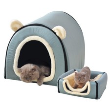 Dog Bed or Cat Bed,2 Ways to Use,Indoor Pet House with Fluffy Mat,Removable a...