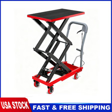 Hydraulic Double Scissor Lift Table Cart 330lbs Capacity 11-50 Lifting Height
