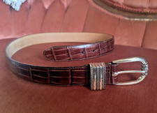 Brighton Belt-womens 32-Deep brown-alligator design-attractive buckle design