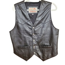 VINTAGE Med Motorcycle Vest SAGUARO WEST Genuine Leather Men's Vest Biker