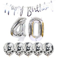40th Birthday Decoration Happy Birthday Banner Balloons 40 Years Old Birthday...