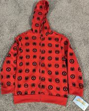 Marvel Spider-Man Full Zip Hoodie - Kids Size 10 - Red with Spider-Man Pattern