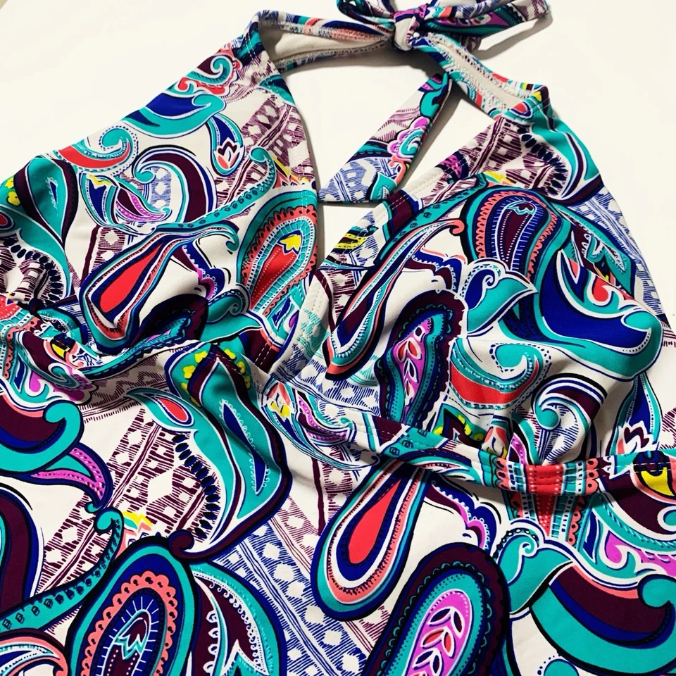 Top de baño Catalina Tankini para mujer 2x 18/20 W traje de baño halter top cachemir Foto 3 de 4