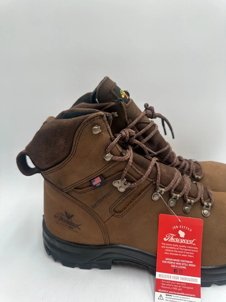 Thorogood American Union 系列 WP 6 英寸全新男式靴子棕色多种尺寸 — 第 3/4 张图片