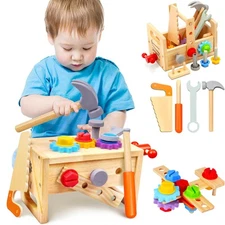 Kids Tool Set - 29 PCS Wooden Toddler Tool with Box, Montessori STEM Educatio...