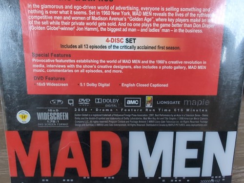 Mad Men - Season 1 (DVD, 2008, 4-Disc Set, Canadian) - Bild 5 von 8