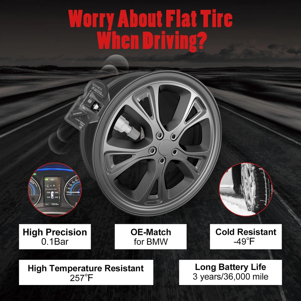 Set of 4 For BMW 328i 335i 528i 550i 750i 760Li Tire Pressure Sensor 36236798726 Foto 4 de 4