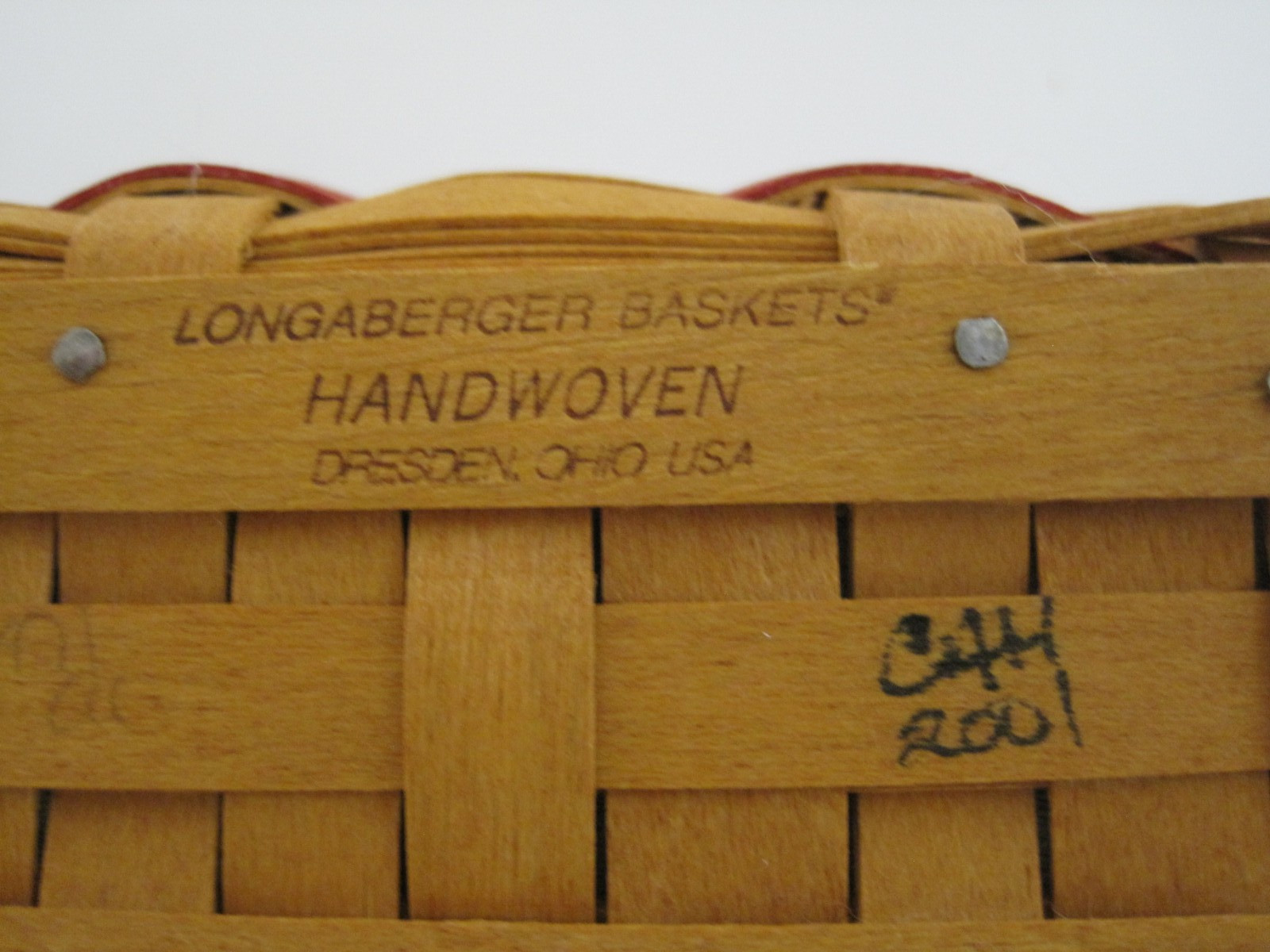 Longaberger 2001 Inaugural Combo Basket Patriotic liner Protector/Pewter Tie On