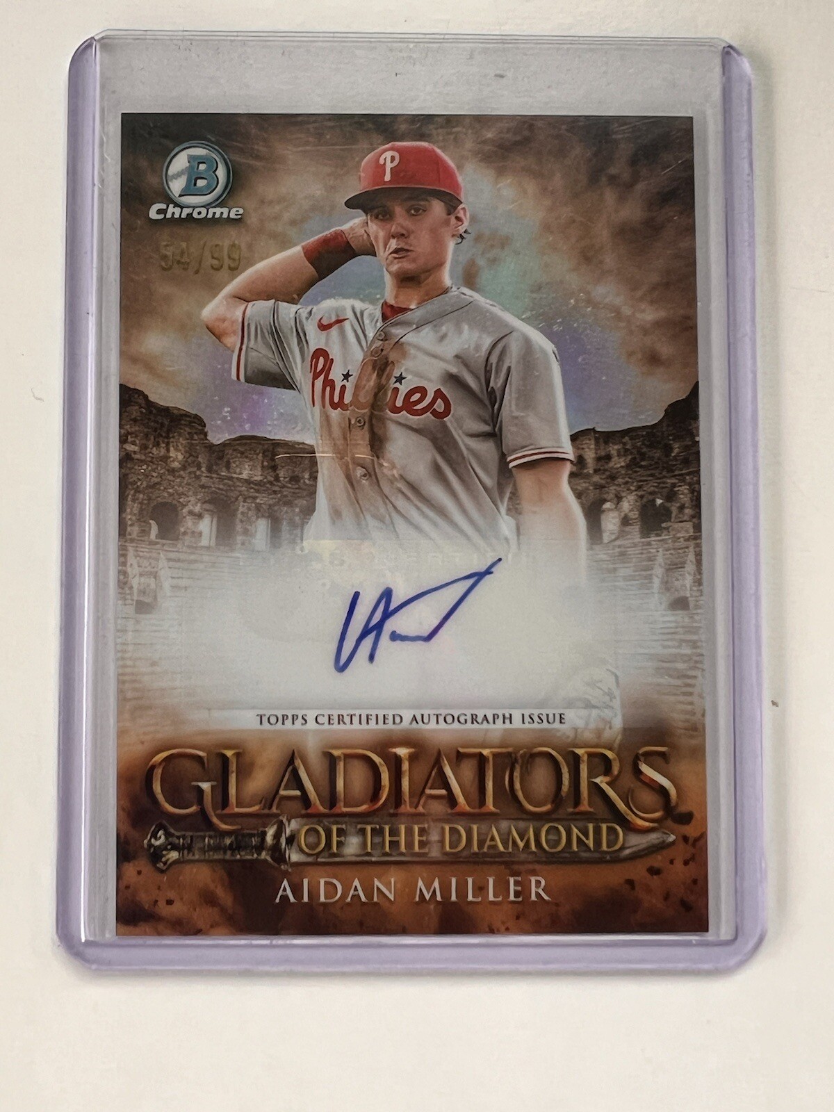 2024 Bowman Chrome Aidan Miller Gladiators of the Diamond Auto /99 Phillies