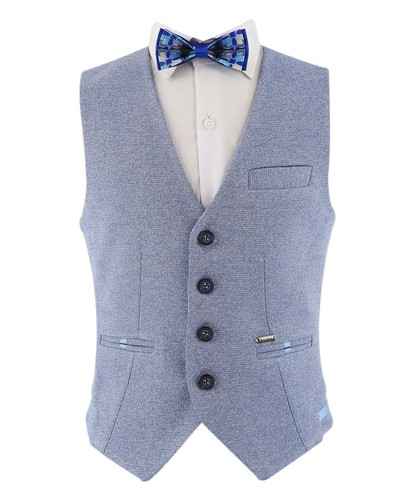 Conjunto de traje de boda formal clásico calce ajustado chaleco blazer de algodón para niños de 2 piezas - Imagen 12 de 49