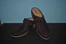 EARTH Juliet Block Heel Lug Sole Casual Western CLOG Women sz 9.5 M BROWN SUEDE
