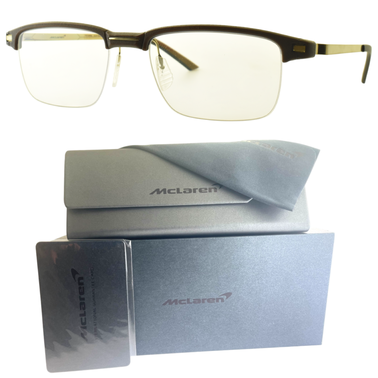 NEW!! MCLAREN MLOP 98O08 C02 Brown Rectangle Semi Rimless Mens Optical Frame