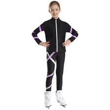 Kids Girls Sweatsuit Yoga Tracksuit Contrast Color Activewear Slim For 2 Piece