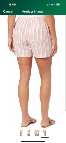 Briggs Linen Blend Pull-On Shorts PINK STRIPES 5” Inseam Womens SMALL NWT - Picture 4 of 14