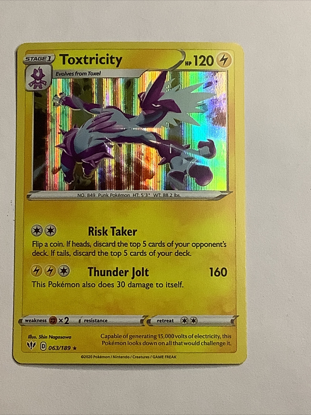 Toxtricity 63/189 Holographic Rare Darkness Ablaze Pokemon TCG Near Mint A-38