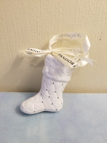 PANDORA CERAMIC WHITE CHRISTMAS STOCKING 2012 CHRISTMAS ORNAMENT NEW IN BOX - Picture 8 of 15
