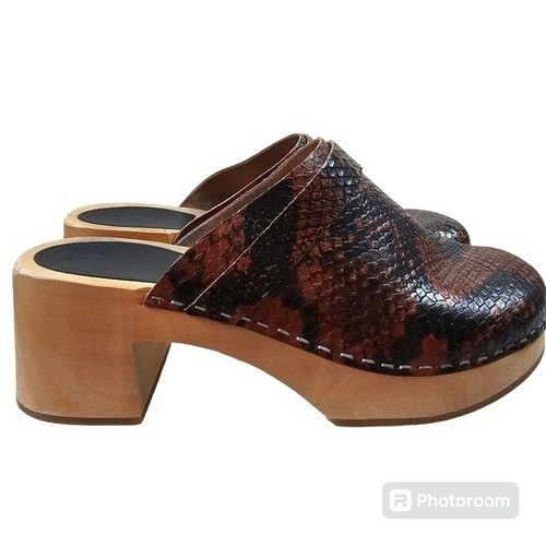 Swedish Hasbeens Dagny Snakeskin Clog in 40 (10)