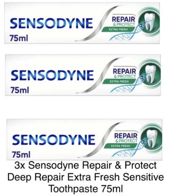 3x Sensodyne Repair & Protect Deep Repair Extra Fresh Sensitive Zahnpasta 75ml
