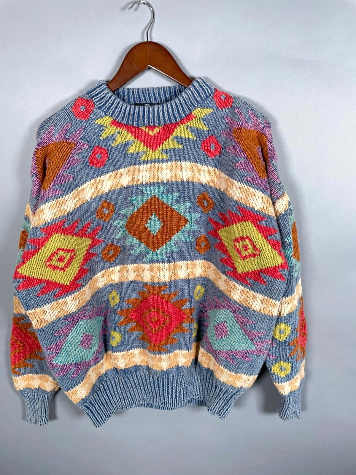 VTG Structure Aztec Geometric Pattern Sweater Adu… - image 10