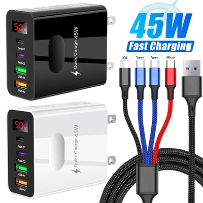 45W Type C USB-C Fast Wall Charger For Samsung S24 Plus S23 S22 S21 S20 Ultra