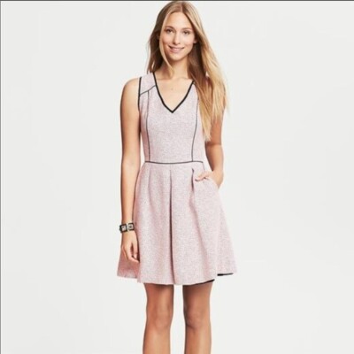 banana republic tweed fit and flare dress Banana Republic Short-Sleeve Frayed-Edge Tweed Dress