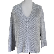 Urban Outfitters Sweater Size M Gray V Neck Chunky Knit Long Sleeve Pullover