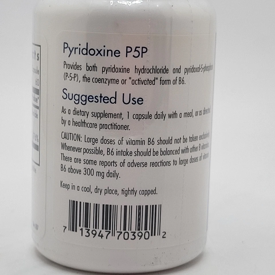 Grupo de Investigación de Alergias - Piridoxina P5P Alta Dosis Vitamina B6 60 Cápsulas Selladas Foto 3 de 4