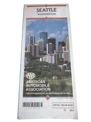 AAA Seattle Washington City Street Road Travel Map 