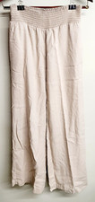 LOVE TREE Women's Beige Linen Wide Leg Pants Elastic Waist Size Large  