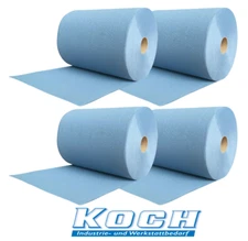 4x Cleaning Roll 2000 Sheets 33x36cm Workshop Cleaning Cloth Roll Workshop Blue GLUED