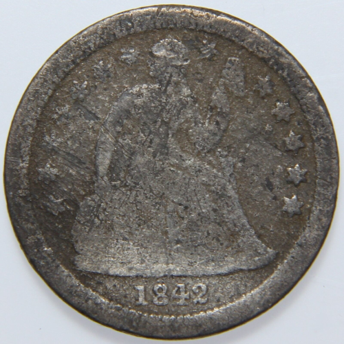 1842-O US Seated Liberty Dime 10c Low Survival -3014- - 第 1/2 張圖片