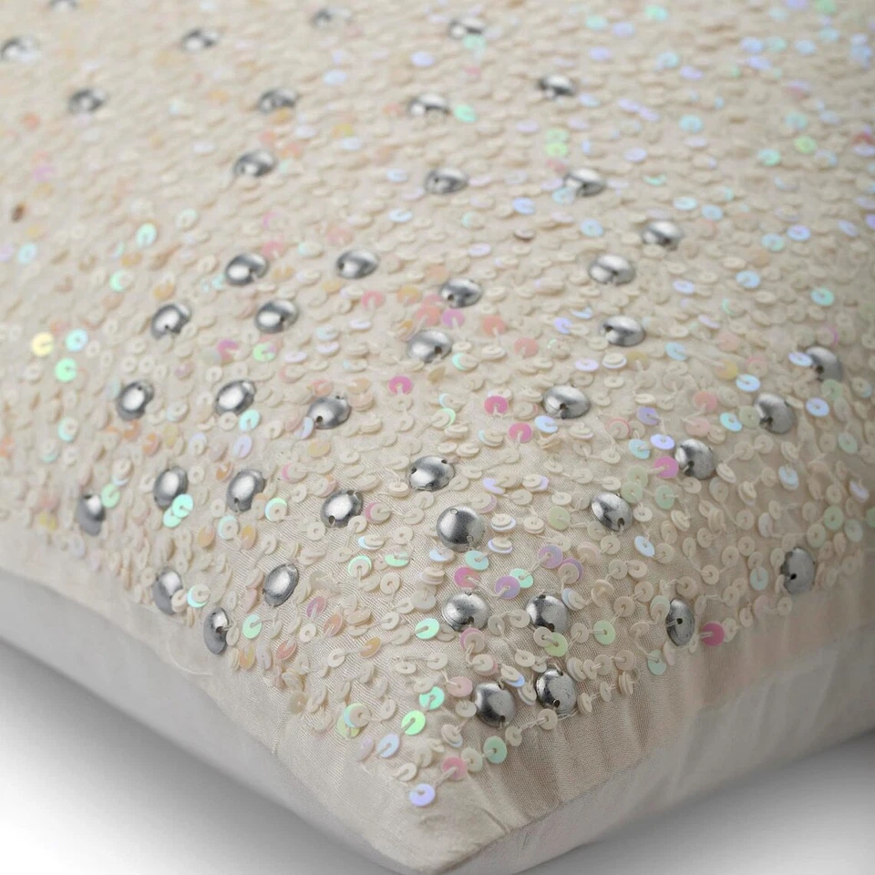 Decorative Pillow Case Ivory 16"x16", Square Silk Abstract Modern - Wedding Veil - Image 2 of 3