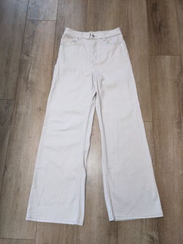 H&M DIVIDED Ivory High Waist Wide Leg Cotton Jeans Pants Women's size 6 NWT