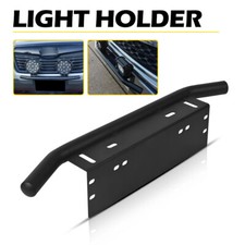 Black Bull Bar Front Bumper License Plate Mount Bracket Led Light Holder Offroad