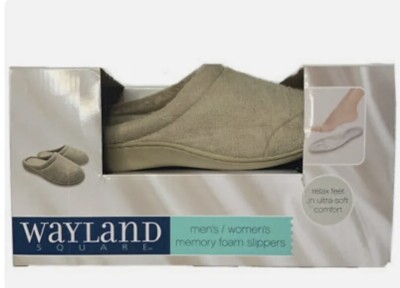 Wayland Square Slippers Womens 7/8 Mens 6/7 Unisex Tan Memory Foam Size S 